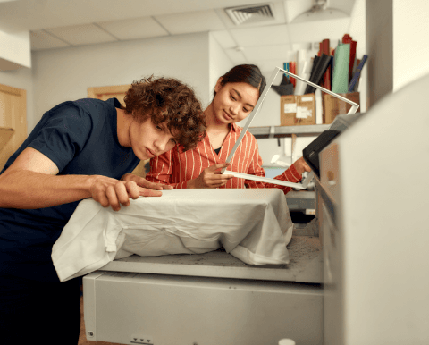 Worker designing new product
