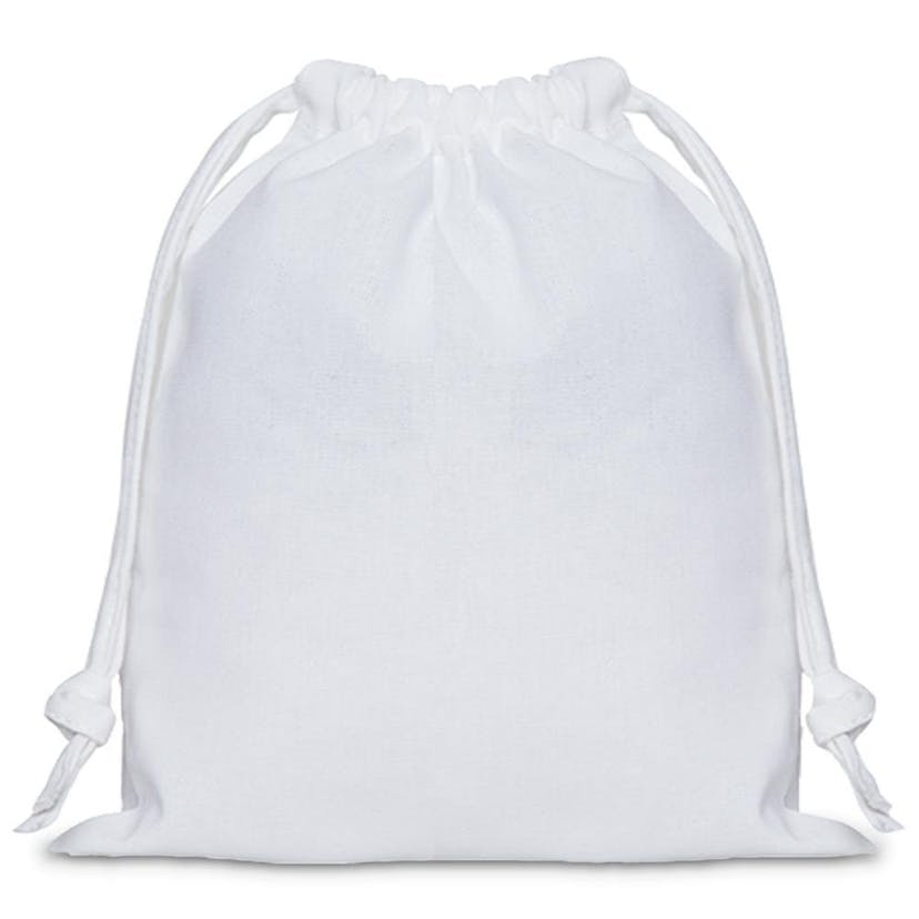 White cotton drawstring bag image 0