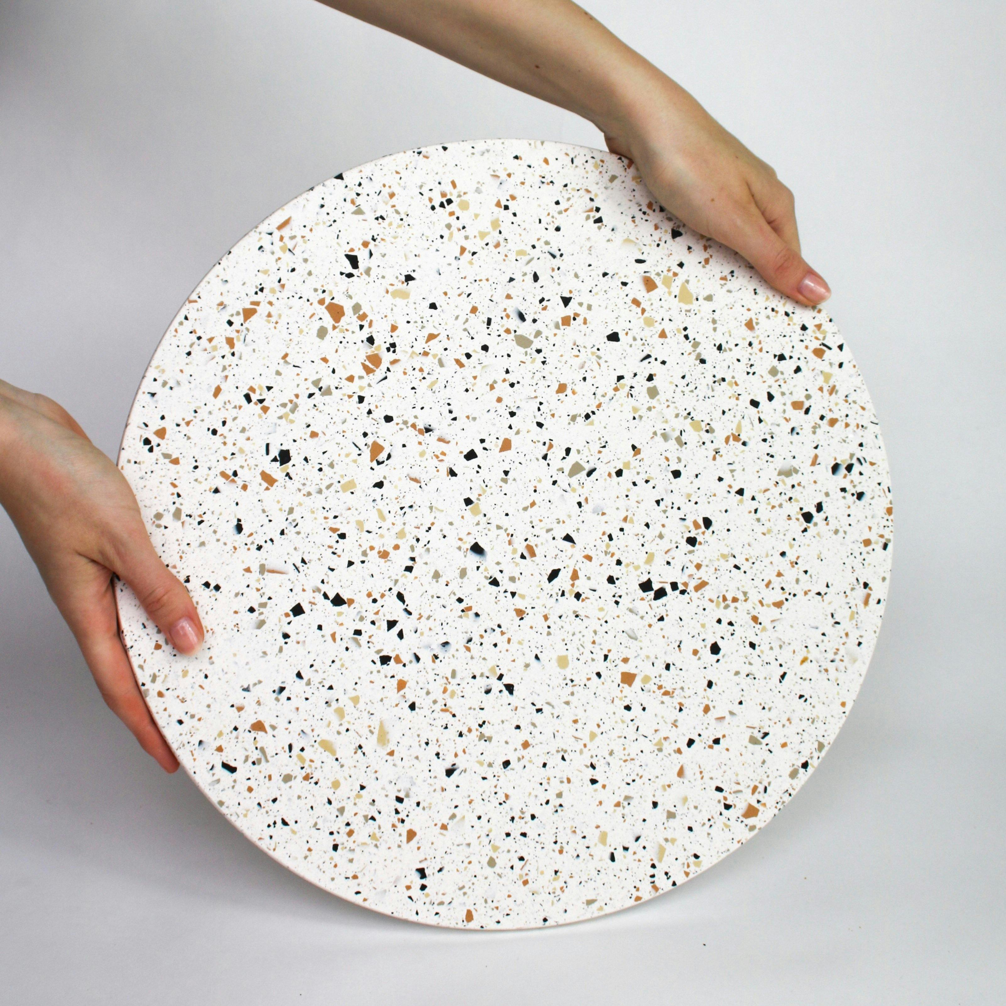 Hand made large white tray with recreated Terrazzo look and feel image 0